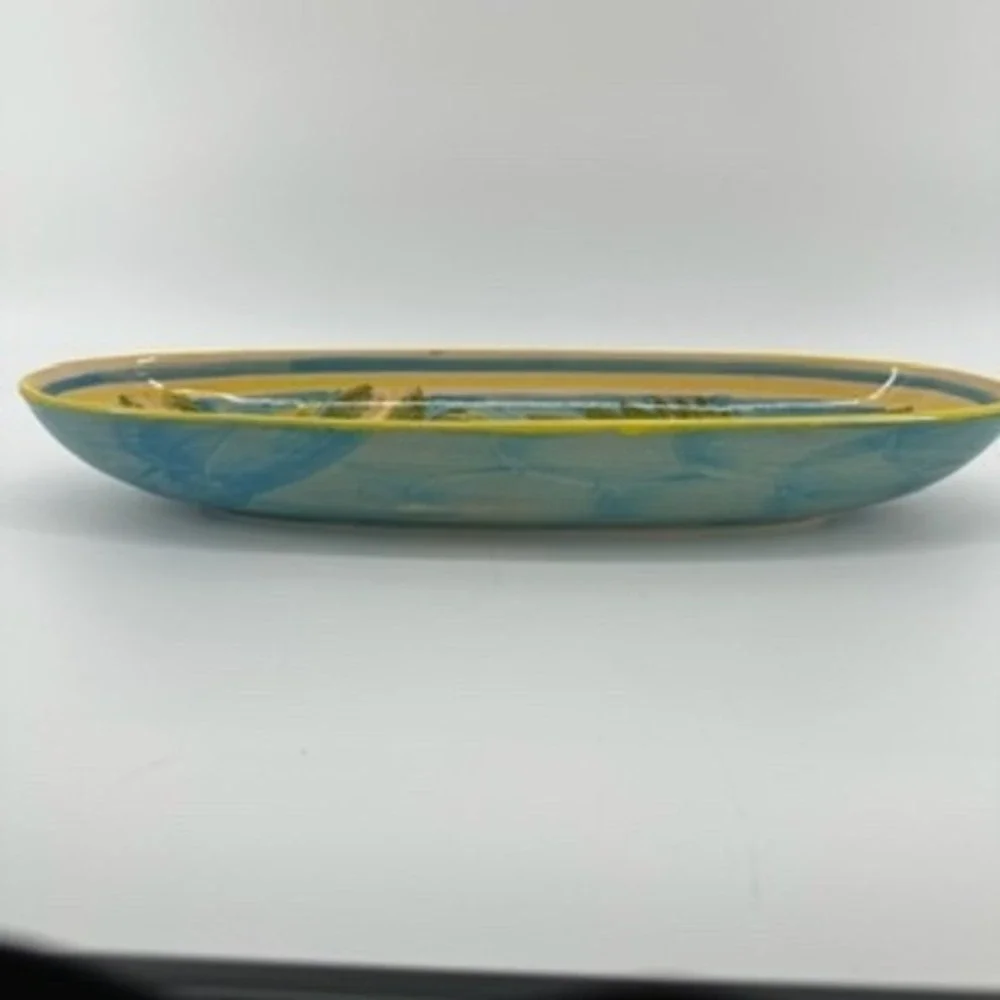 Le‎ Souk Tunisia Hand Painted Pottery Serving Platter Dish Fruit Motif Decor